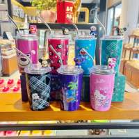 Disneyแก้วน้ำหมีล๊อตโซ่ Lotso / Sanrio แถมฟรีหลอดสแตนเลส เก็บความเย็น  ดิสนีย์ 450ml