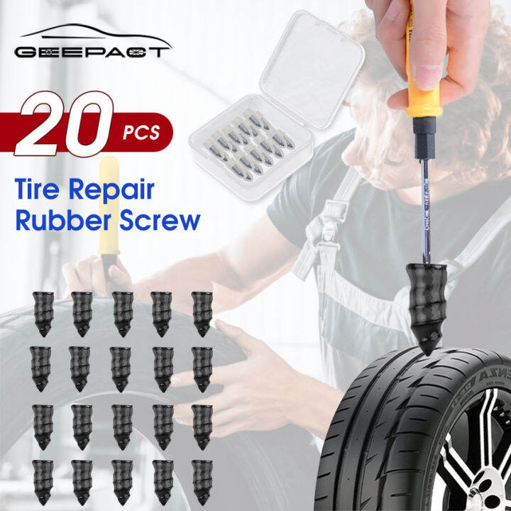 Geepact Pcs Tire Repair Rubber Screw Nail Vacuum Tyre Repair Set Tire Rubber Screws Puncture