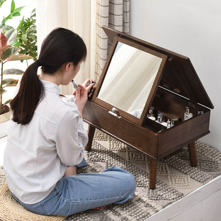 Solid Wood Dressing Table Bedroom Storage Integrated Small