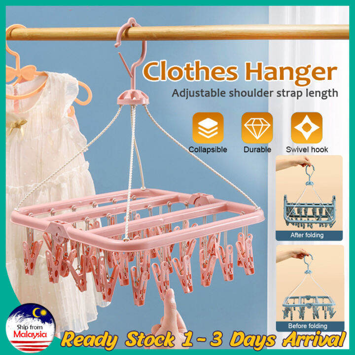 Hanging Hanger 32 Clips Multi Functional Windproof Socks Clip Clothes  Hangers