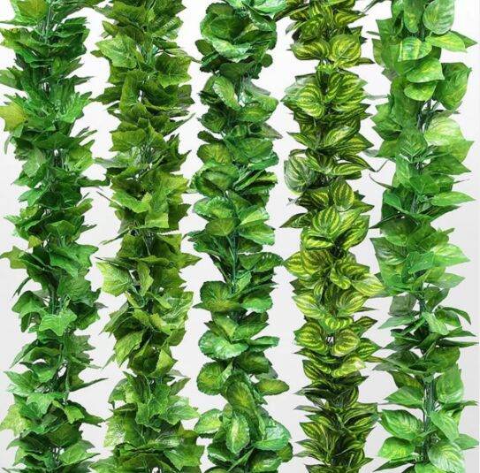 2.4Meter Artificial Green Leaf Garland Plants Vine Fake Plastic Rattan