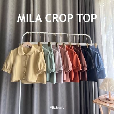 MILA crop top เสื้อครอปคอบัวแขนตุ๊กตา (mlitbrand)