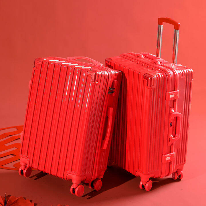 Red Wedding Luggage Dowry Trolley Case Bride Password Dowry Suitcase