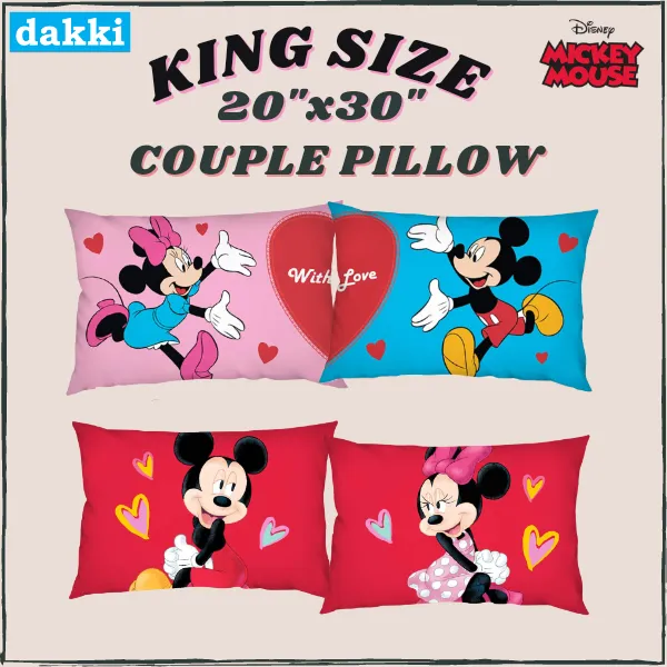 DAKKI COUPLE Pillow King Size Mickey & Minnie 20"x30" Lazada PH