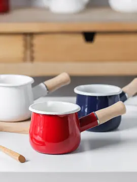 Milk Pan-Milk Pot Non stick Mini Saucepan Butter Warmer with Wooden Handle  Small Cookware, Perfect Size for Heating Smaller Liquid Portions 