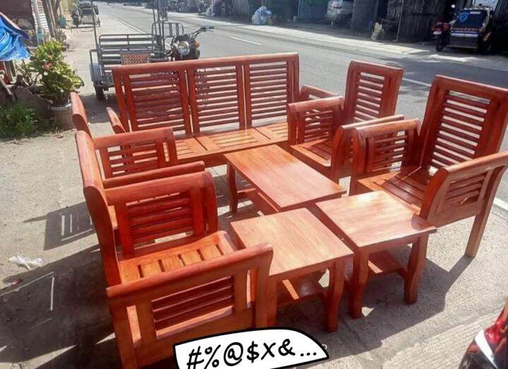 full set,with glass center table,made in gmelina wood Lazada PH