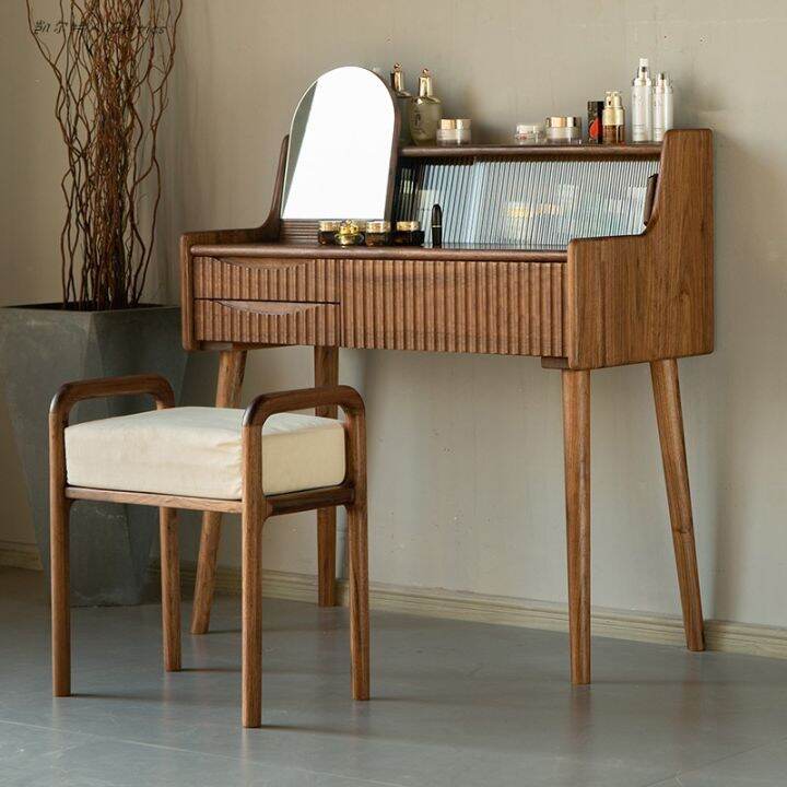 Black Walnut Wooden Dressing Table Solid Wood Simplicity Modern