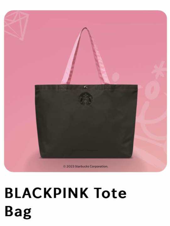 กระเป๋าผ้าสะพาย-สตาร์บัคส์-แบล็คพิงค์-2023-blabkpink-totebag-starbucks-2023