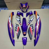 ชุดสี เฟรมรถ กาบรถ แฟริ่งรถ sonic new โซนิค ตัวใหม่ สีม่วง พร้อมติดลาย repsol ยกชุด9ชิ้น