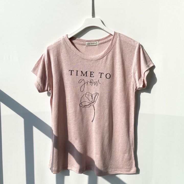 เสื้อยืดสกรีนอักษร-time-to-grow-อก-36-ยืดได้ถึง-42