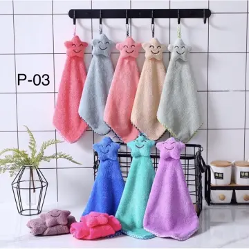 Baby Hand Towel Cartoon Animal Rabbit Plush Kitchen Soft Hanging Bath Wipe Towel  Kitchen Cloth Cotton