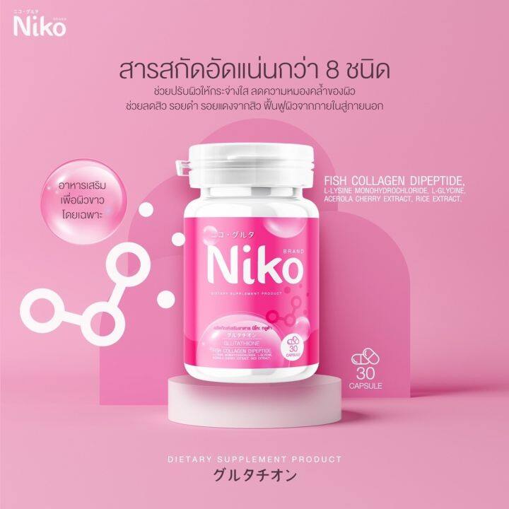 1แถม2-นิโกะกลูต้า-niko-gluta-ผิวกระจ่างใส-ลดสิว-กลูต้าผิวขาว-อาหารเสริมบำรุงผิว