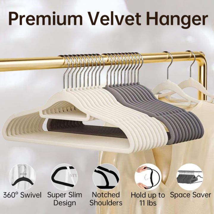50 Pack Non-Slip Premium Velvet Clothing Hangers with 360 Degree  Rotatable-Hook