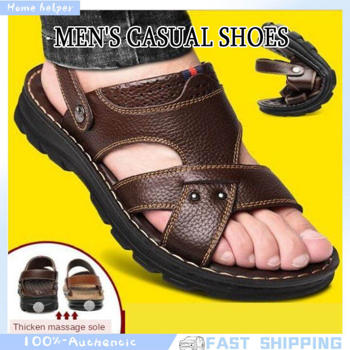 ۞ Men Leather Sandals 2020 New Summer Classic Men Roman sandals