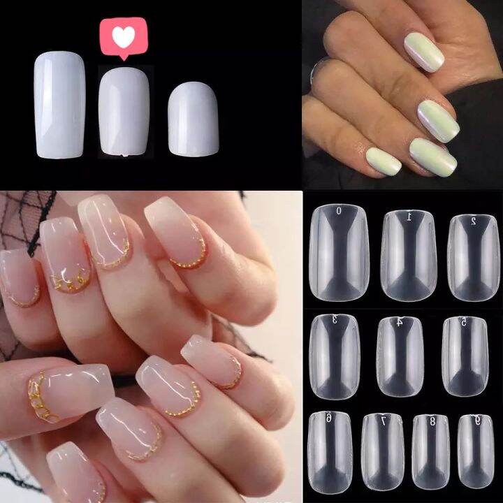 เล็บปลอม-เล็บพีวีซียาวกลาง-เล็บยาวกลาง-fake-full-cover-artificial-nail-tips