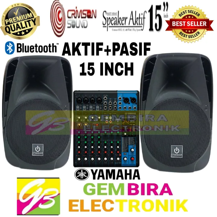 Paket Speaker Aktif pasif Crimson 15 inch set Mixer Yamaha mg10xu 10 channel Lazada Indonesia