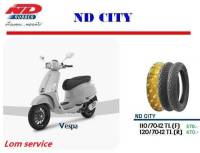 ยาง Vespa ยี่ห้อ nd rubber ขนาดเบอร์ยาง ล้อหน้า110/70-12 , ล้อหลัง120/70-12