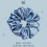 Scrunchie SATIN ไซส์ FLUFFY สี SKY BLUE ยางรัดผม Handmade
