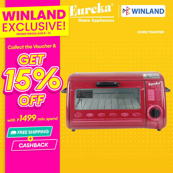 EUREKA by Winland 0.8Liters Stainless Steel Body Oven Toaster Bake