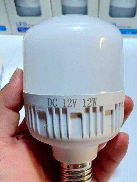 หลอดไฟ-led-12-โวลท์-12-วัตต์-หลอดไฟโซล่าเซลล์-หลอดไฟใช้งานกับแบตเตอรี่