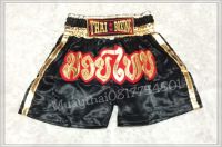 กางเกงมวยไทย สีดำขอบทอง สำหรับเด็ก Thai Boxing Shorts Kids