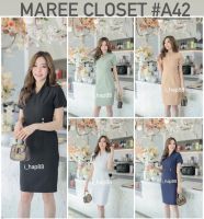 รุ่น MAREE A42 ??เดรสทรงสวย กระเป๋าข้าง ?? เดรสคอวี แต่งกระดุม กระเป๋า 2 ข้าง ใช้งานได้จริง