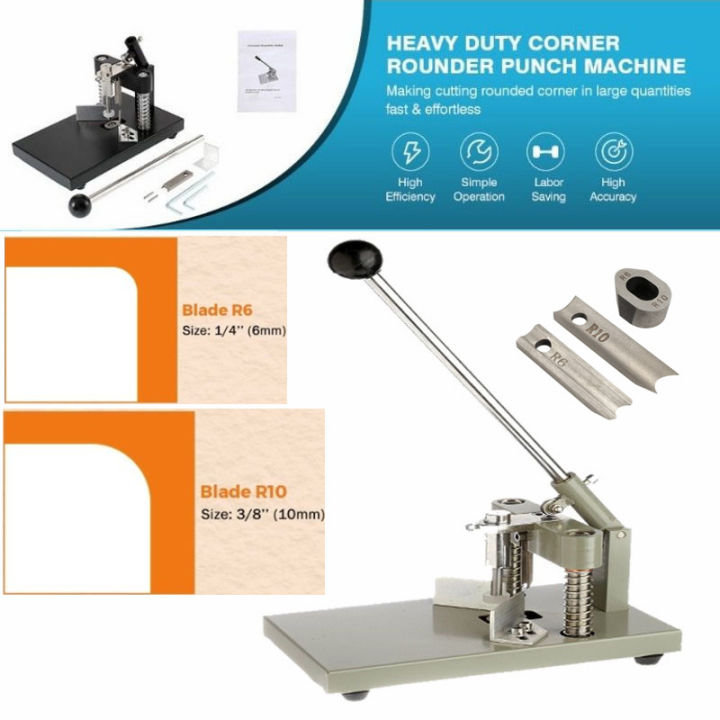 Corner Rounder Cutter 2 Dies R6 R10 Thickness with Paper Holding Device  Heavy Duty Corner Rounder Punch