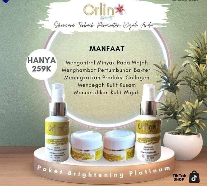 Orlin Beauty Skincare Paket Whitening Brightening Platinum Mencerahkan ...