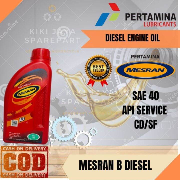 OLI MESIN DIESEL OLI MESRAN B 40 1LITER OLI PERTAMINA ORIGINAL | Lazada ...