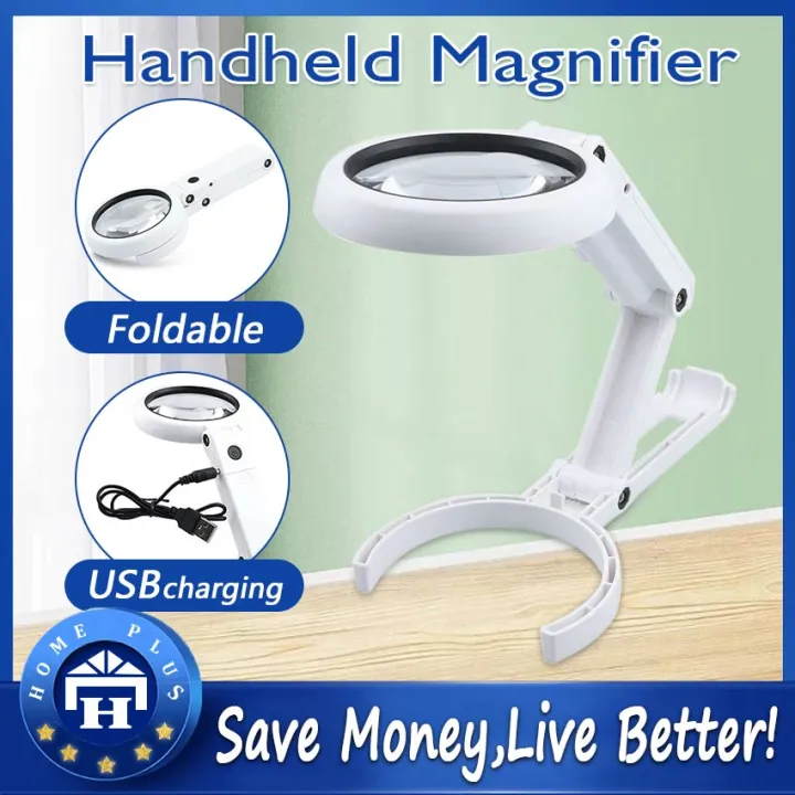 LED Folding Light Magnifier for Book Newspaper Reading Portable Table ...