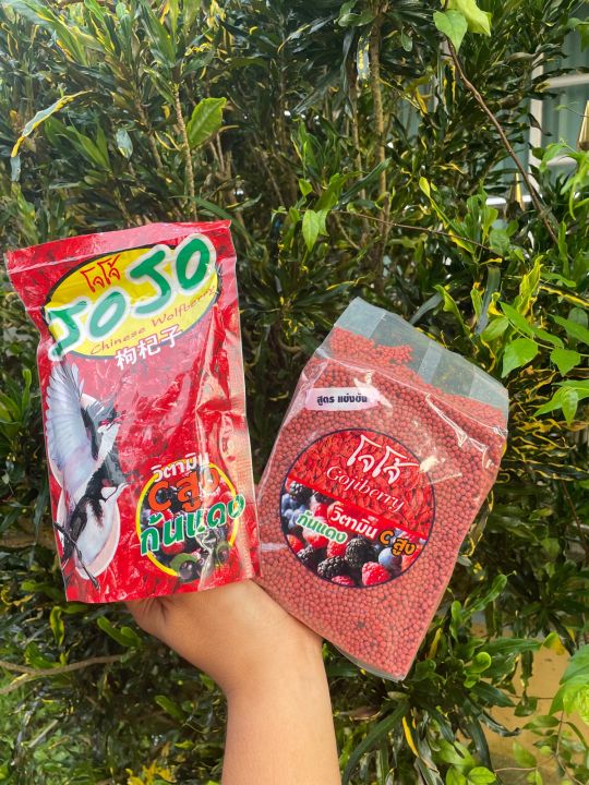 jojo-โจโจ้-สูตรแข่ง-500g-อาหารนกเกรดพรีเมี่ยมสำหรับนกเสียงที่กินแมลงและผลไม้