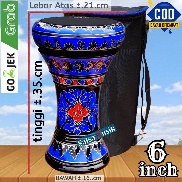 Darbuka Kayu Atau Gendang Mini 6 inch Hitam Biru Power Beat Lazada