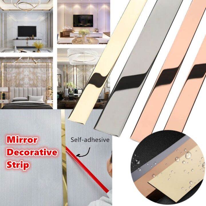 3M Gold Black Mirror Wall Sticker 8k Metal Stainless Steel Flat