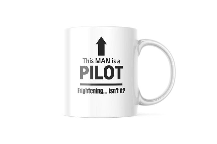 MUG PILOT MAN FRIGHTENING แก้วกาแฟ สำหรับนักบิน แอร์โฮสเตส หรือแฟนการบิน