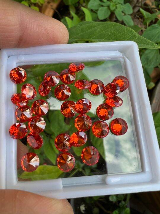 เพชรรัสเซีย-สีส้ม-ทรงกลม-5-00-มม-10-เม็ด-brilliant-orange-rose-diamond-พลอย-cubic-zirconia-cz-round-shape