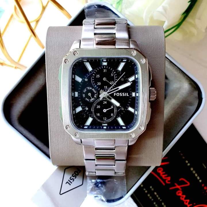 นาฬิกา-fossil-multifunction-silver-tone-stainless-steel-watch-bq2655-ตัวเรือน-สีเงิน-หน้าปัดดำ-ขนาด-42-mm