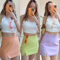 skirt กระโปรงสั้นสีสันละมุนมีซิปข้างผ้าดี(พร้อมส่ง)