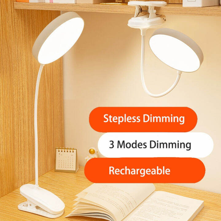 LED Clip Table Lamp Wireless Desk Lamp Usb Touch Rechargeable Reading