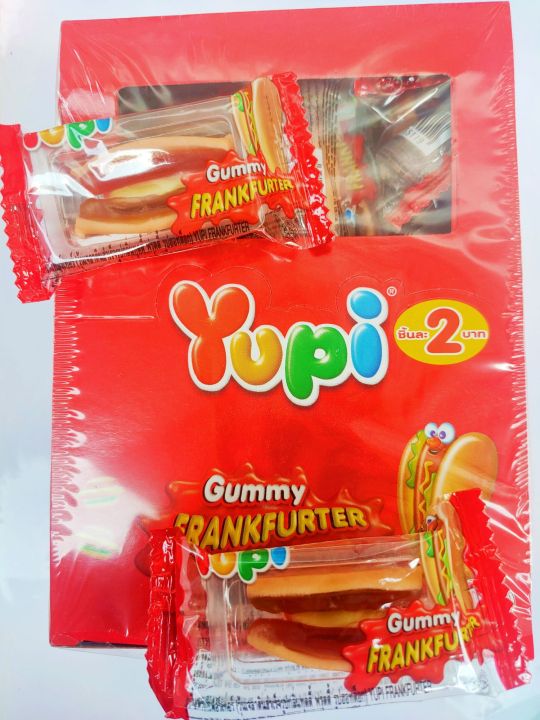 💢ยกแพค24ชิ้น💢 Yupi frankfurter 🌭 เยลลี่รูปฮ็อทด็อก ตรายูปี้