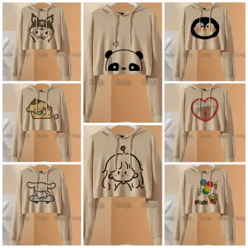 Panda crop outlet top hoodie