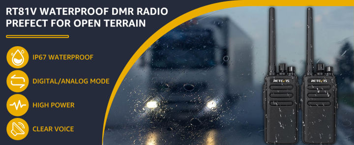 Retevis RT81 Digital Two Way Radio,Waterproof Walkie Talkies Long Range,2200mAh,Group Call,Security,DMR Radio Handheld for Business (2 Pack) - 4
