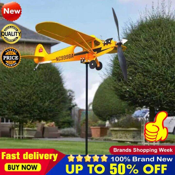 👍High Quality👍3D Wind Spinner Plane Metal Airplane Weather Vane Outdoor
