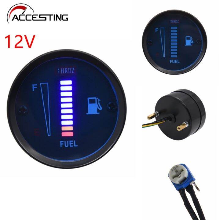 Universal 12V 52MM Straight LED fuel gauge Ultra-Thin Round Guage ...