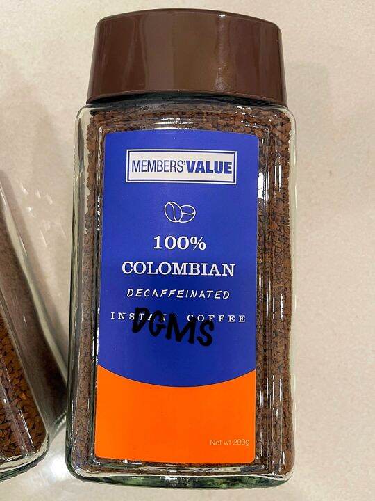 Member’s Value 100 COLOMBIAN Decaffeinated Instant Coffee 200 grams Lazada PH
