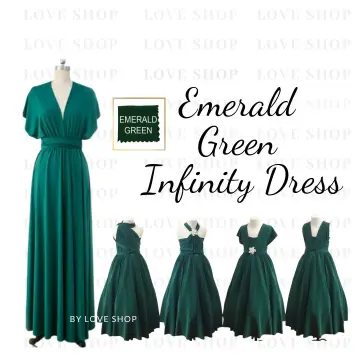 Girl's Festive Short Sleeves Maxi Full-Length Gown Wedding Dress (Green)