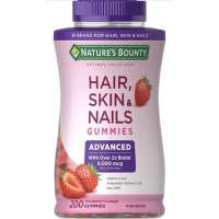 ?แท้100%?พร้อมส่ง‼️??Natures Bounty Optimal Solutions Advanced Hair, Strawberry, 200 Count?? สูตรเข้มข้น 6000mcg