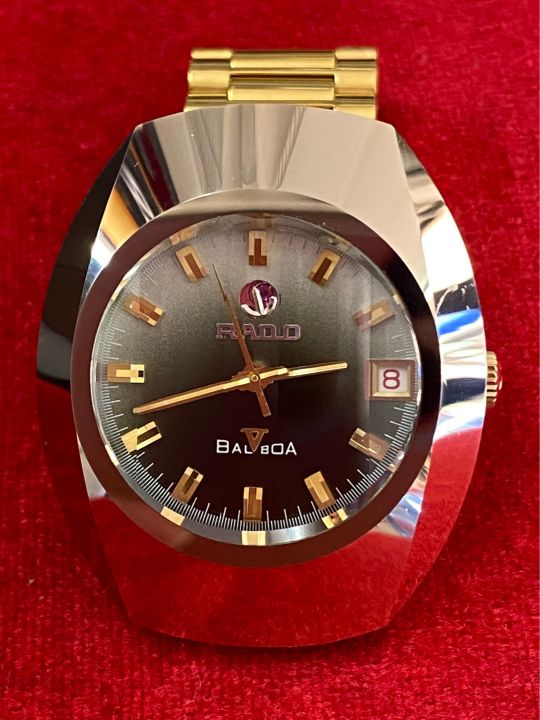 rado-balboa-25-jewels-automatic-รุ่นพิเศษฝาหลังเหรียญทอง-ตัวเรือนคาไบรท์-นาฬิกาผู้ชาย-มือสองของแท้