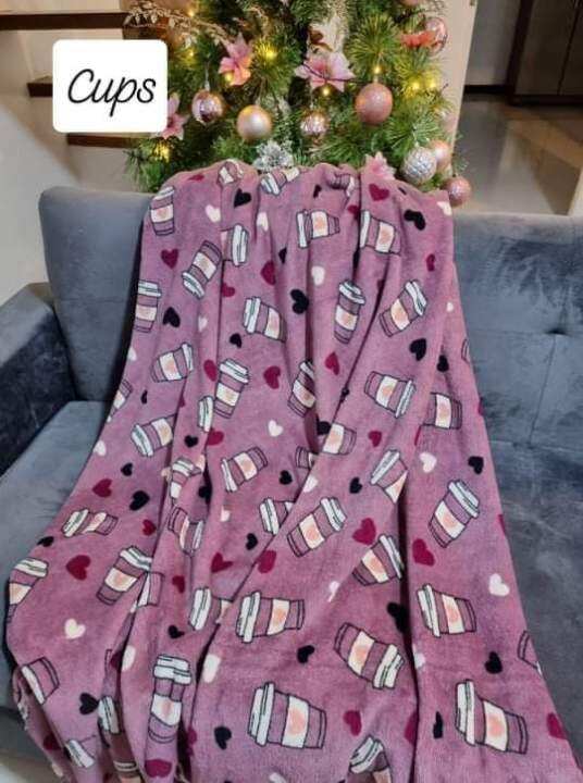 Cups Design Fleece Fluffy Blanket Lazada PH
