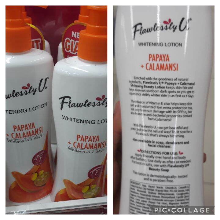 FLAWLESSLY U WHITENING LOTION PAPAYA+CALAMANSI 500ML 300ML Lazada PH