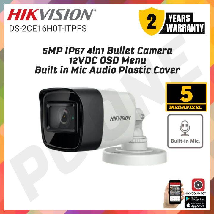 HIKVISION 5MP IP67 4in1 Bullet Camera 12VDC OSD Menu Built in Mic Audio